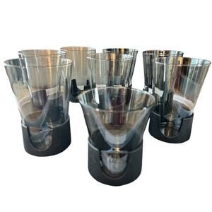 Vintage MCM Glas-Snap II by Corning Drinkware 7 + 1 Short Glass Set Atomic Clear